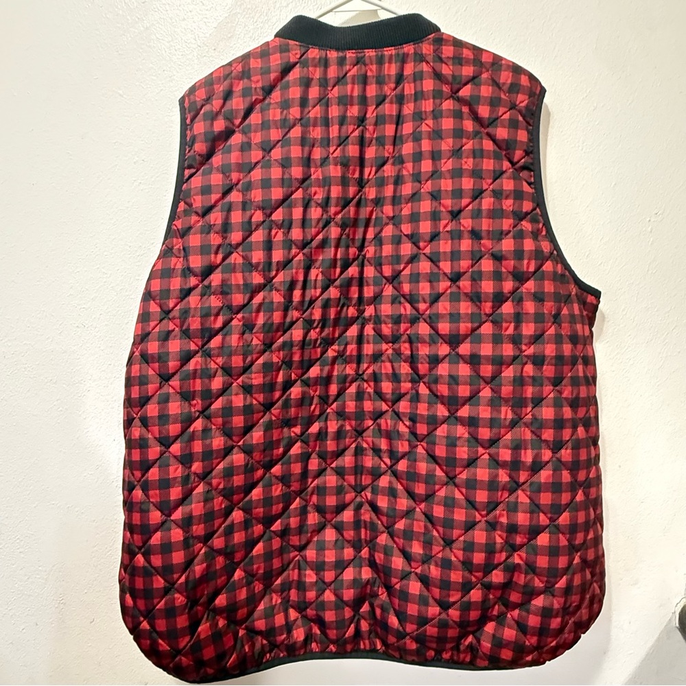Old Navy Black Check Quilted Outerwear Vest Women's 2X Full Zip Rib Collar - Picture 2 of 10